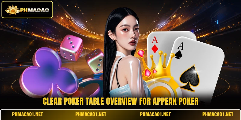 Clear poker table overview for Appeak Poker