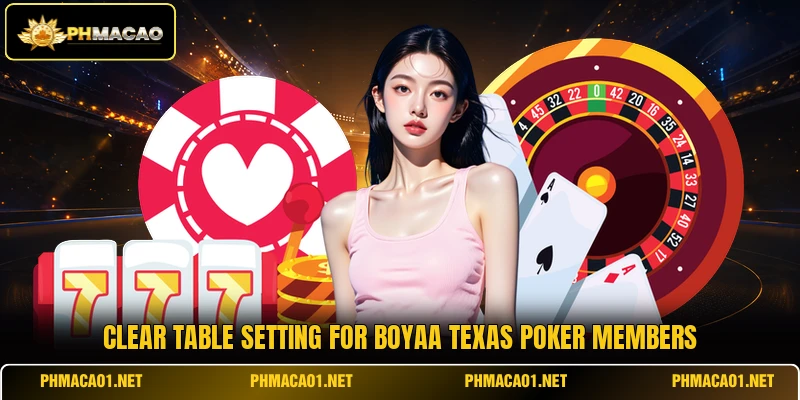 Clear table setting for Boyaa Texas Poker members