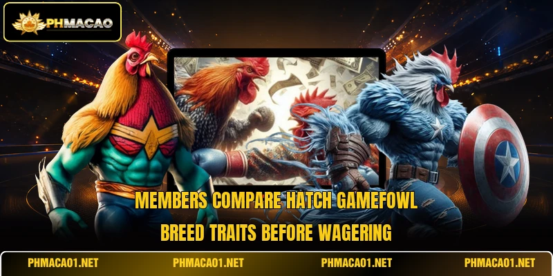Members compare Hatch gamefowl breed traits before wagering