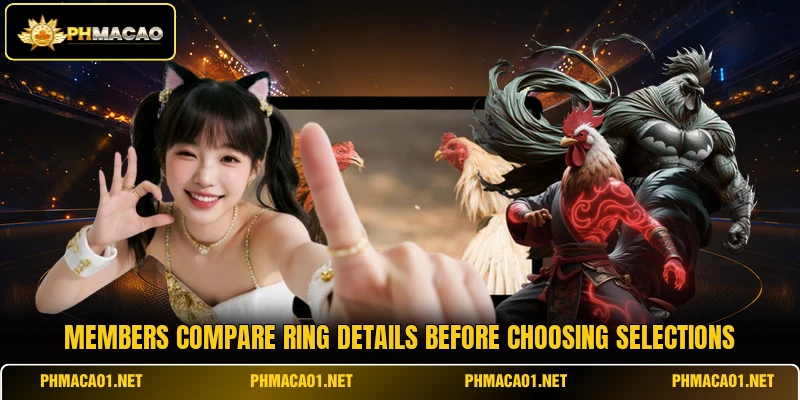 Members compare ring details before choosing selections