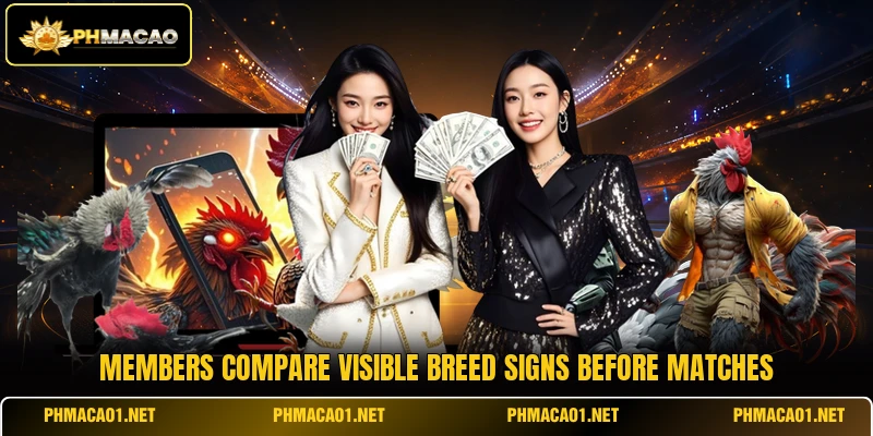 Members compare visible breed signs before matches