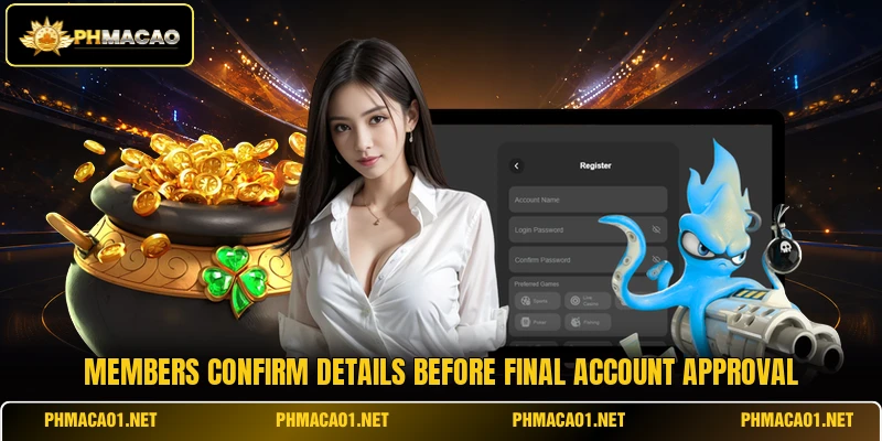 Members confirm details before final account approval