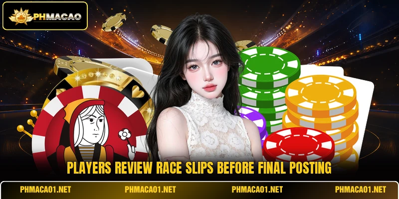Players review race slips before final posting