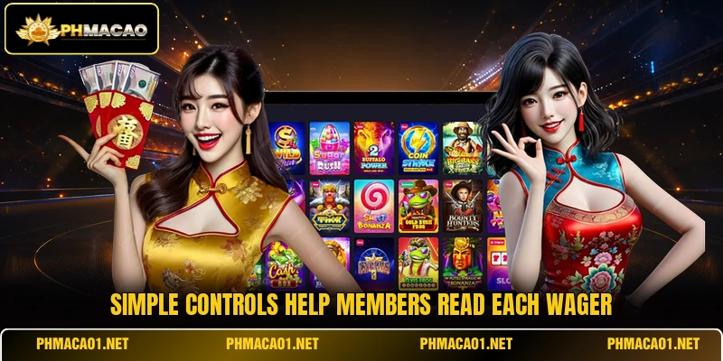 Simple controls help members read each wager