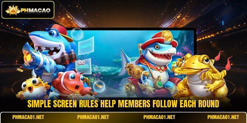 Simple screen rules help members follow each round